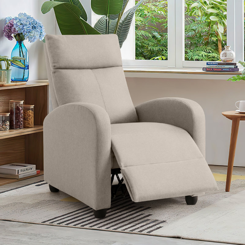 Neecy Upholstered Recliner, Beige Linen Blend