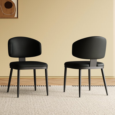 Chaise de salle à manger en métal noir pour 2 personnes avec dossier ergonomique et support de taille Modern Home High - Densité