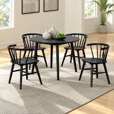 Table de salle à manger ronde Yate avec finition noire pour les salles à manger modernes