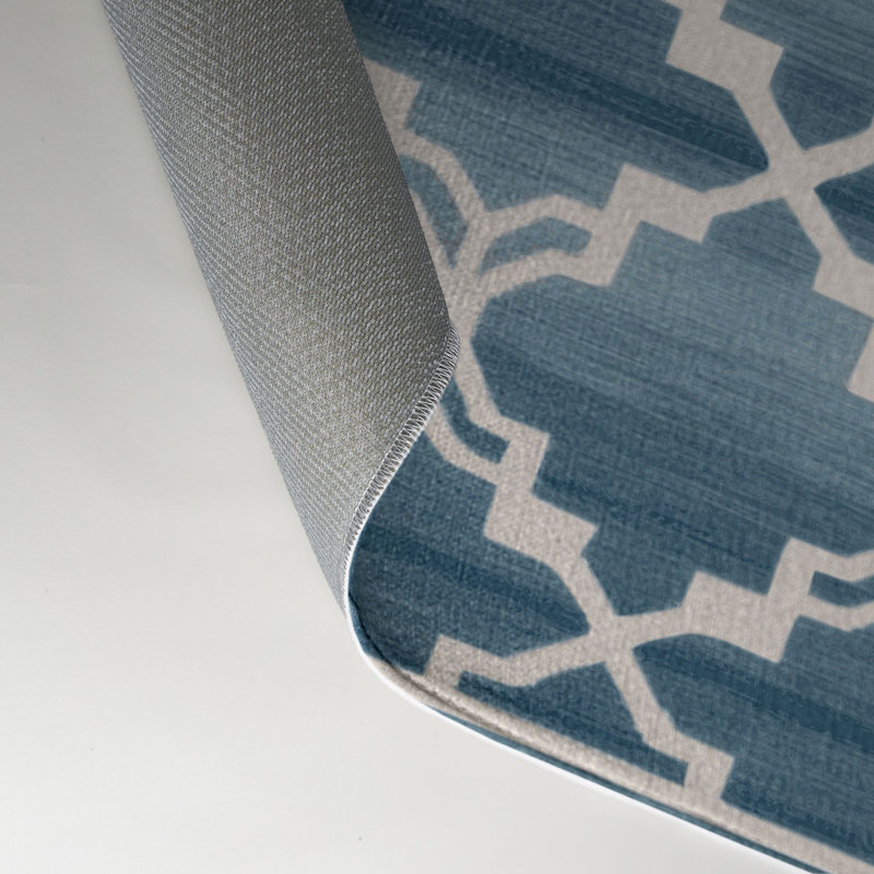 Tapis bleu intérieur et extérieur Trellis, Rectangle 5 pi x 7 pi