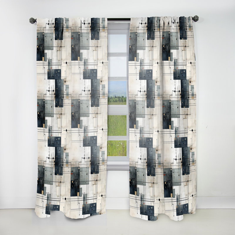 Industrial Balance I - Modern Curtain - Velvet Room Darkening - 1 Panel, 52" W x 90" L