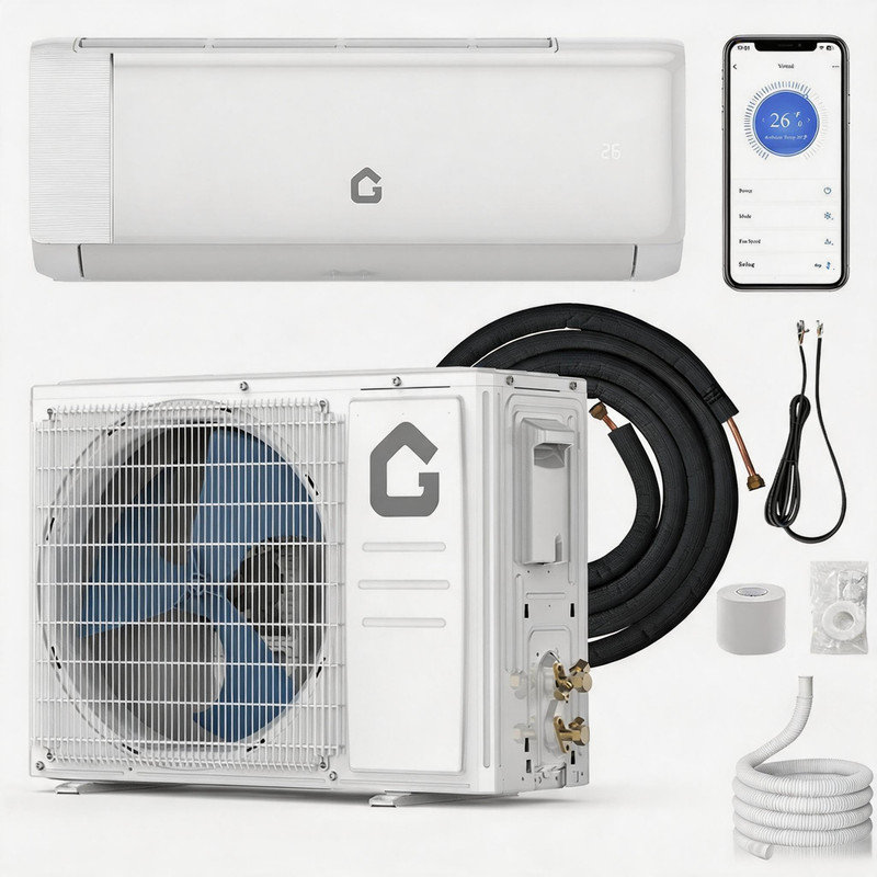 Chaufferette climatisée 12 000 BTU - 21 SEER2, 230V, R32, WiFi et télécommande, mode économique, déshumidification, minuterie 24H