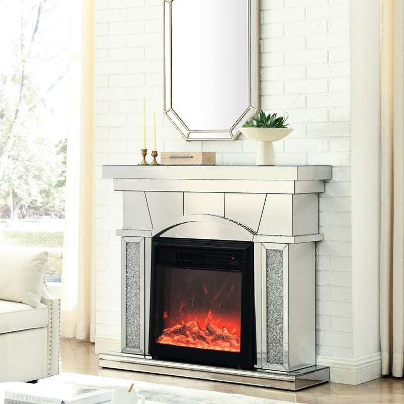 Foyer électrique avec porte, flammes réalistes 3D, télécommande, économie d'énergie, protégé, armoire portative noire pour armoire à cristaux artificiels de bureau, chauffage 1500W, effet de flamme,