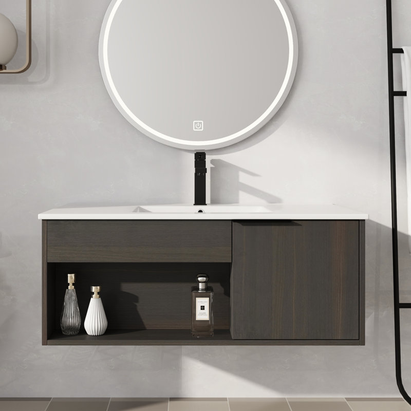 Meuble-lavabo mural 36 po avec lavabo en céramique, 36"