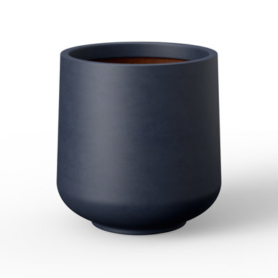17 in. Large Navy Blue(Upgraded Interior) Concrete Tall Round Planter / Pot with Drainage Holes for Outdoor Indoor