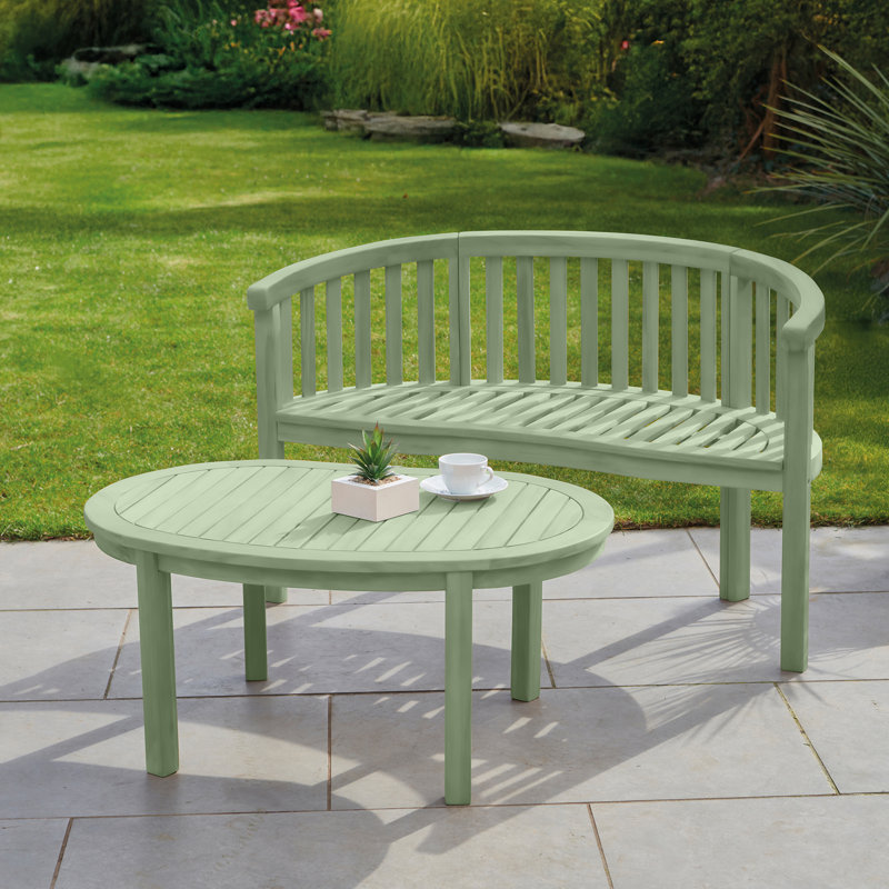 Woodfield Banana shaped Bench in FSC solid Wood, Sage Green