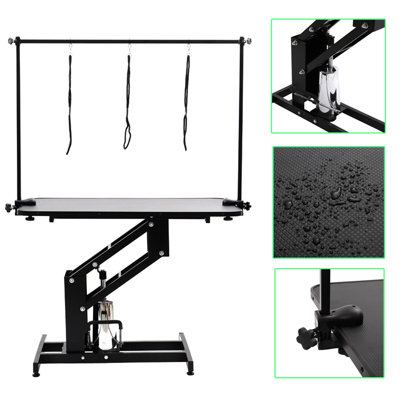 136cm H x 110cm W x 61cm D Metal Adjustable and Foldable Cat；Dog Hydraulic Grooming Table
