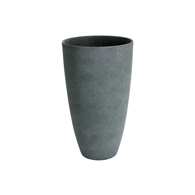 Gray Stucco Tall Composite Outdoor Planter Pot