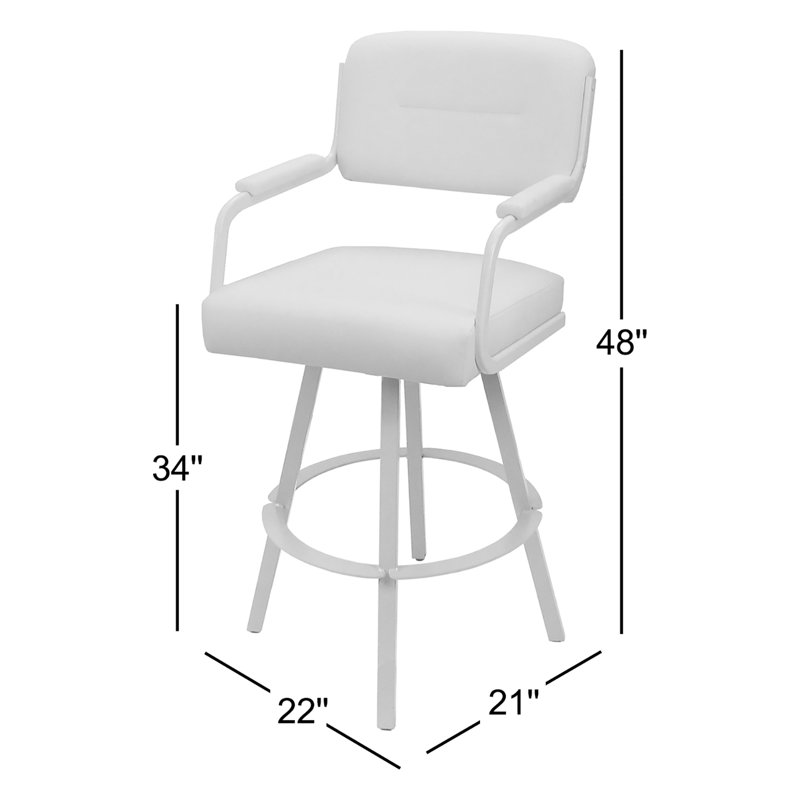 Kambria Swivel Metal Extra Tall Bar Stool 34" Seat On Warren Base, Gray Vinyl/Black Frame