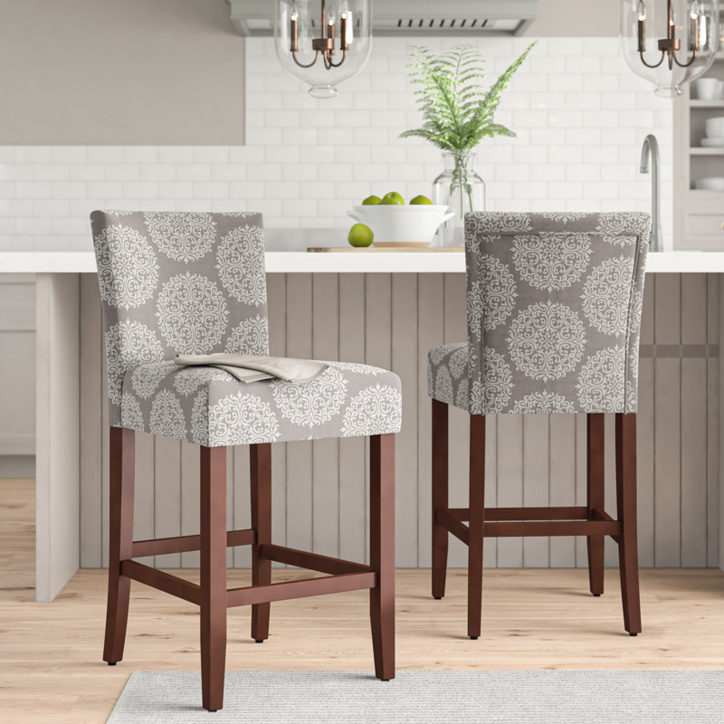 Tabouret de bar et de comptoir rembourré Cocar, Médaillon en pierre, Tabouret de comptoir (assise de 24 po de hauteur)