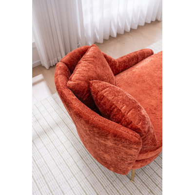 58'' Indoor Chenille Chair with Left Armrest and Lumbar Pillow Upholstered Furniture Lounge Chair,  Lounge Sofa for Living Room Bedroom Office with Footstool.
