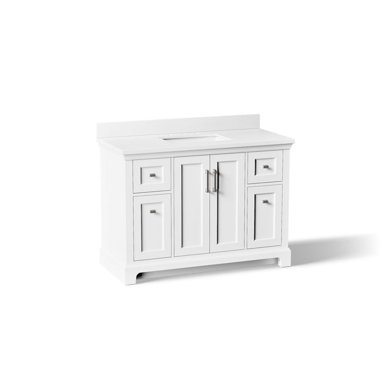 Charlemont 48 In. Bathroom Vanity Cabinet With Sink And Quartz Top, White