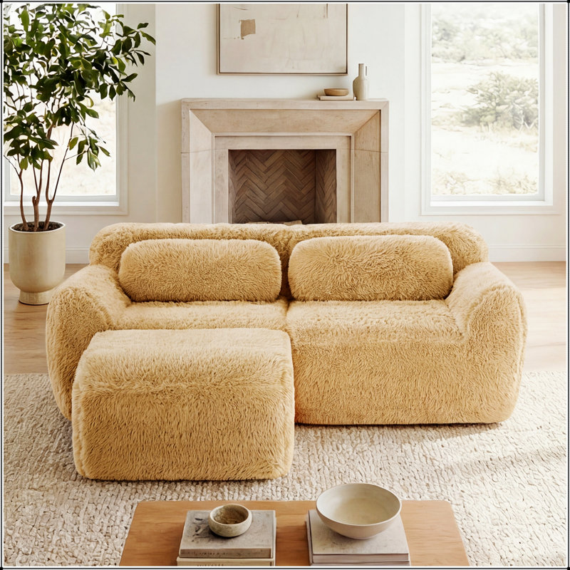 Canapé en L sans os avec tissu moelleux doux et éponge haute densité pour la détente dans la chambre à coucher