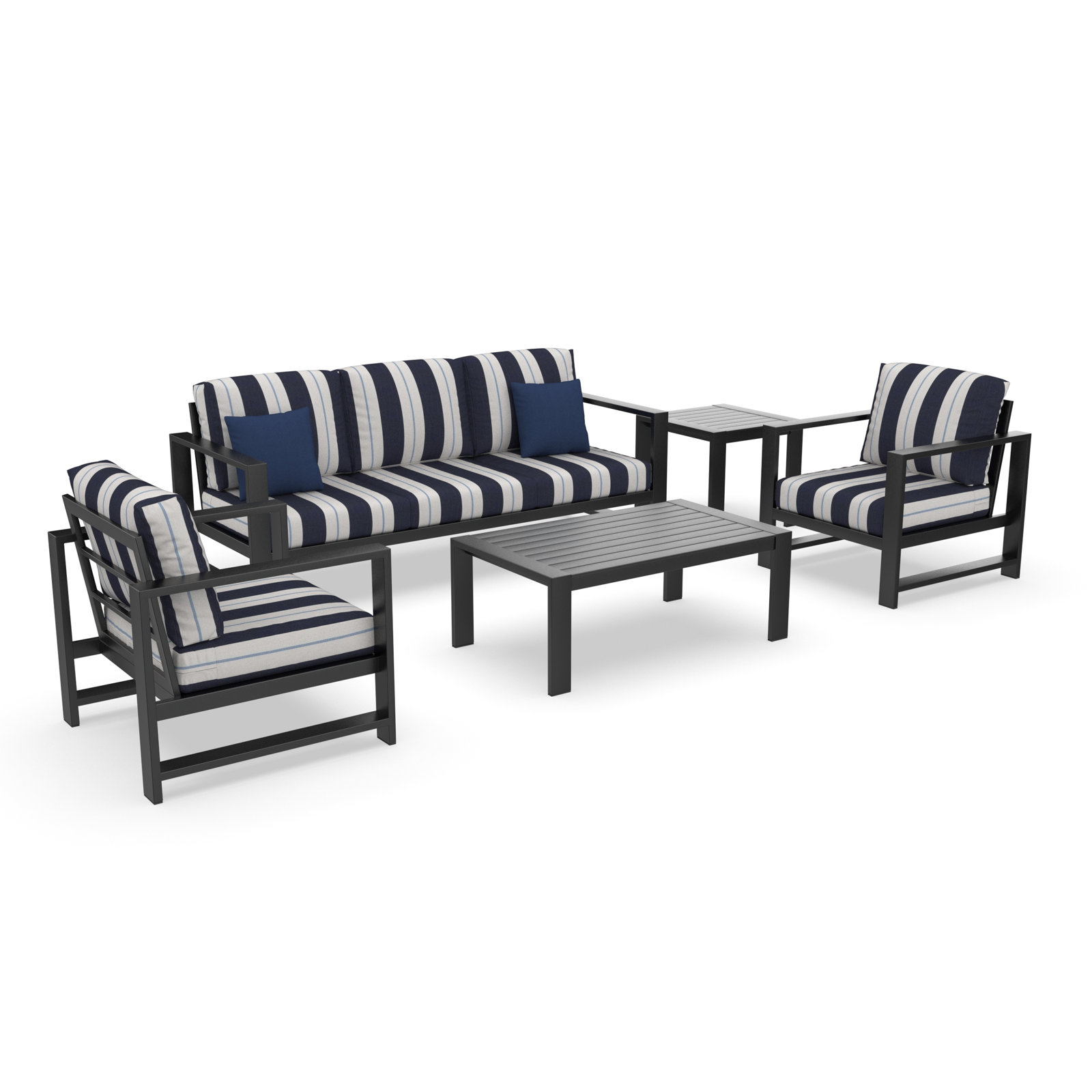 Dulcie 5-Person Sunbrella® Patio Seating Group, Blue/White
