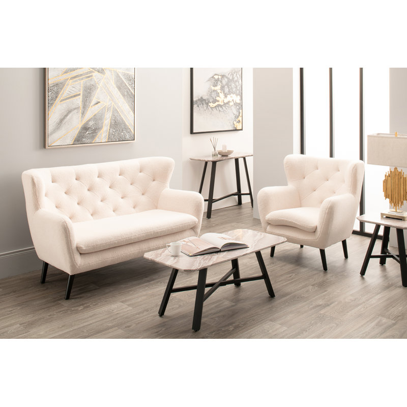 Rosetti 2 Seater Sofa, White, Polyester Blend