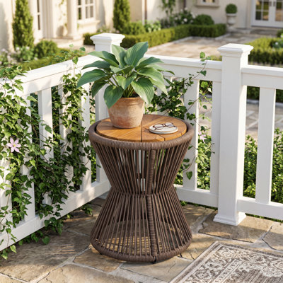 Table d'appoint d'extérieur Nara en bois d'acacia et corde tissée