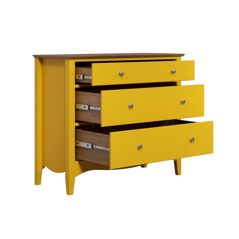 Delrick 3 - Drawer Chest of Drawers, Yellow/Brown