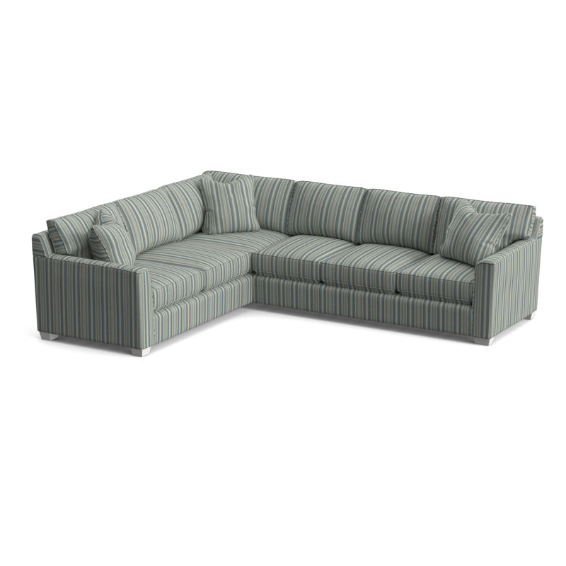 Frye L-Sectional, Right Hand Facing, Frost White, Green and Blue Stripe; 0252-54