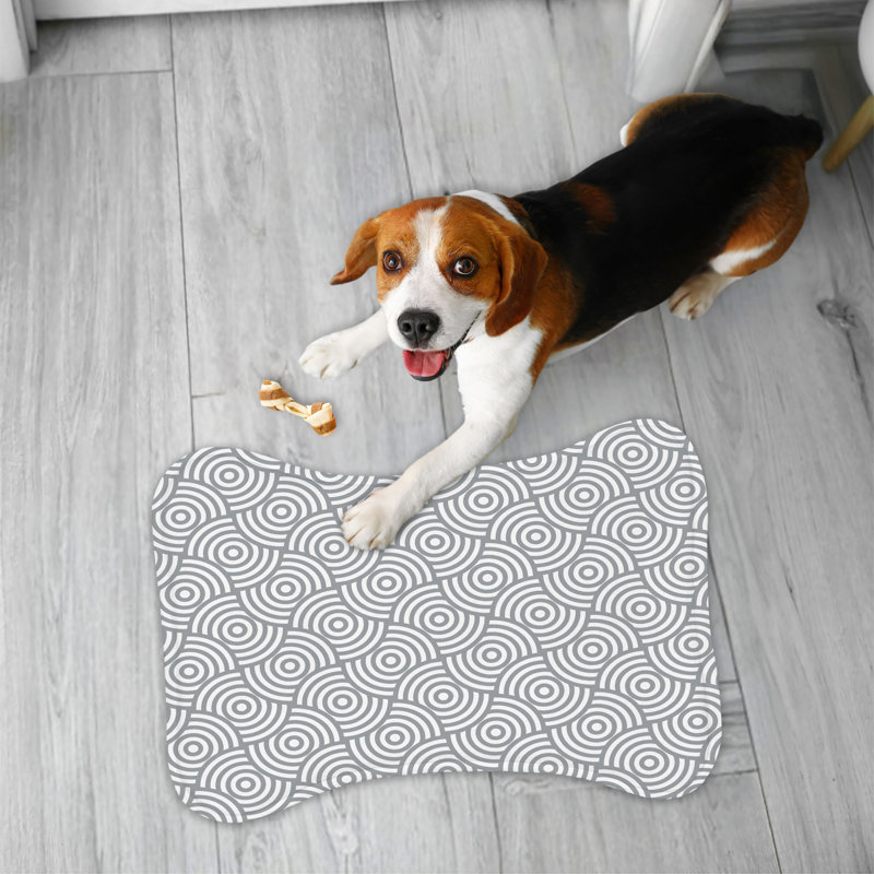 Grey Polka Dots - 1 Piece Bone Shape Feeding Mat