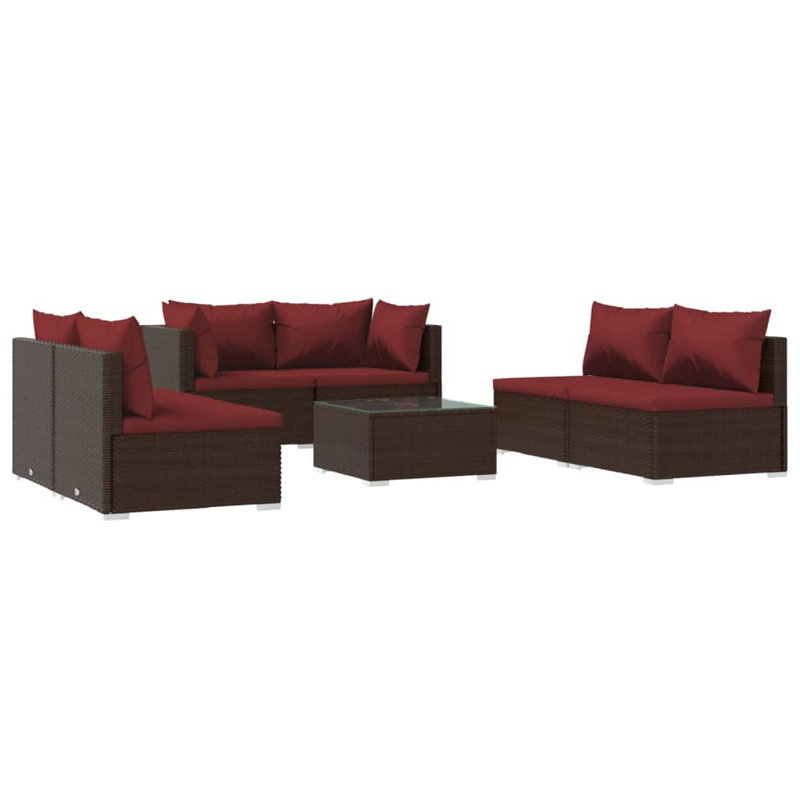7 Piece Lounge Sofa Seating Group, Cinnamon red, Brown