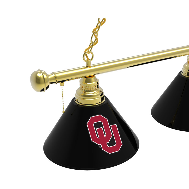 3 - Light Pool Table Lights Pendant, Brass, Oklahoma Sooners