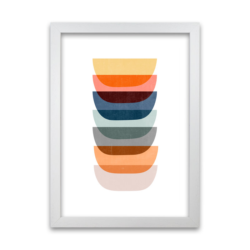 Abstract Mid Century Art C - Print, White Frame, 42cm H x 30cm W x 3cm D