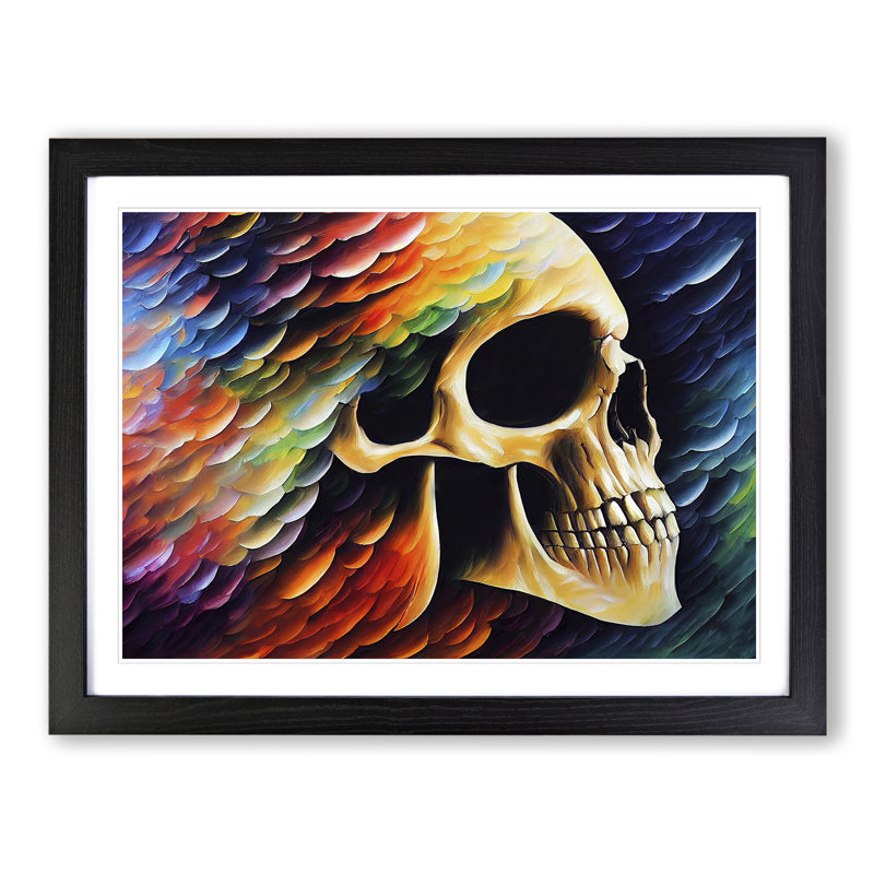 XH1022-7850X Skull In Colour Vol.2 Abstract - Single Picture Frame Print, Black Framed, 25cm H x 34cm W x 2cm D