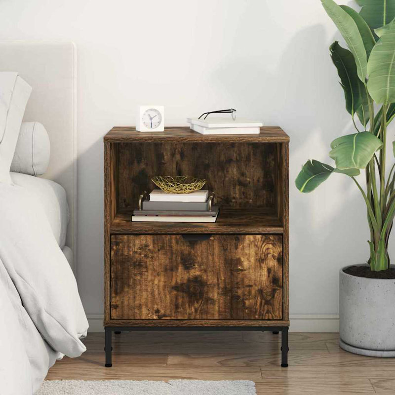 Bedside Table , Smoked Oak