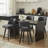 26.4" Swivel Bar Stools Set of 4, Black Solid Wood Legs & Metal Ring Footrest-780815904-780815905