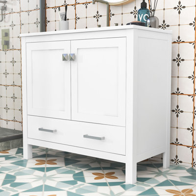Meuble-lavabo 36 po avec lavabo en céramique, tiroir divisé et armoires à fermeture en douceur