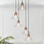 Lustre doré à 5 lumières, hauteur réglable, en verre bullé, pour intérieur sec-523948318-523948316