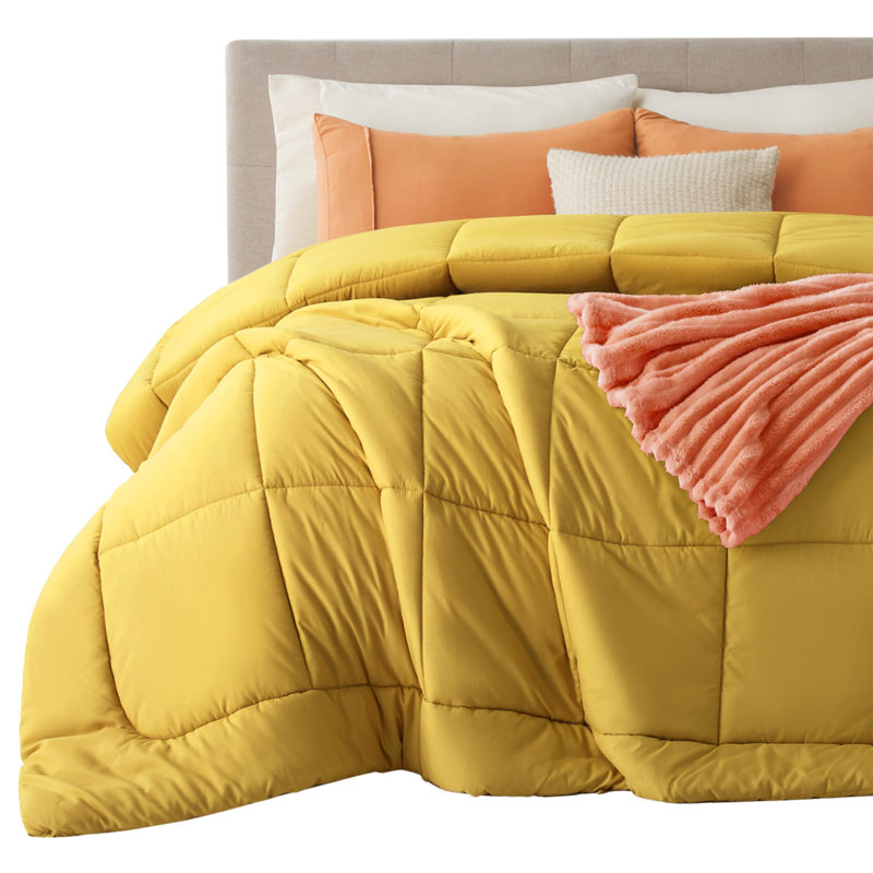 Bedsure Full Box-Stitch Down Alternative Duvet Insert – Mustard Yellow , All-Season Comforter, Full Comforter, Mustard Yellow