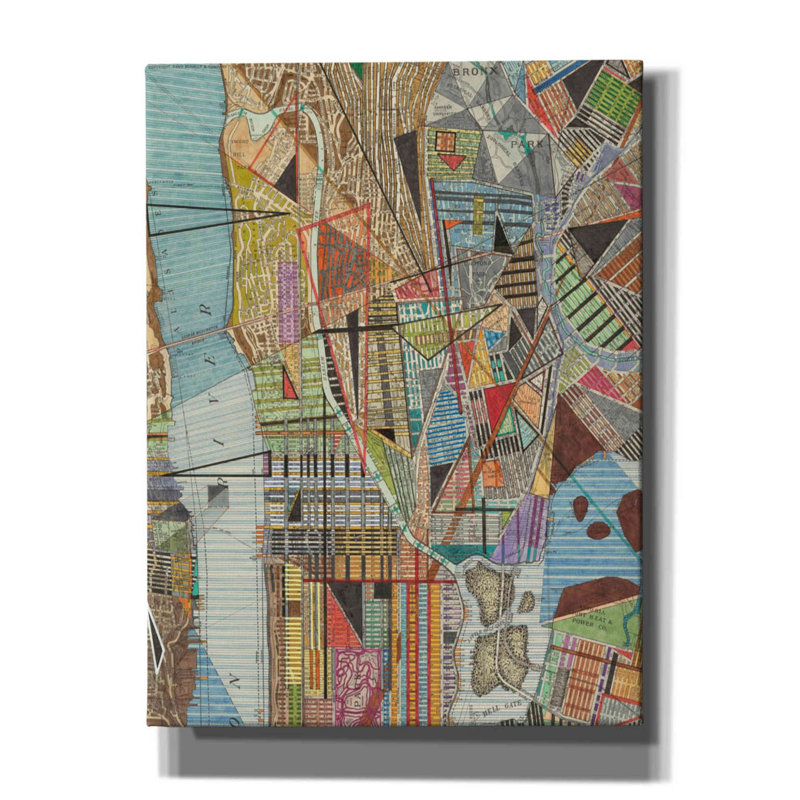 «Modern Map of New York I» par Nikki Galapon, art mural sur toile, H 16 po x l 12 po x P 0,75 po