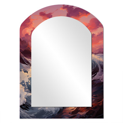 Horizon S Embrace Photorealistic Sunset II - Sunset Asymmetrical Traditional Large Wall Mirror