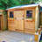 9 ft. W x 6 ft. Cabana Cedar Wood Garden Shed with Metal Roof