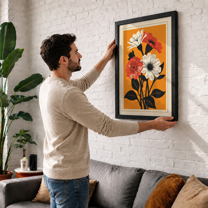 Stacked Floral Arrangement Botanical - Framed Print, A4 - 29.7 x 21.0 cm, White