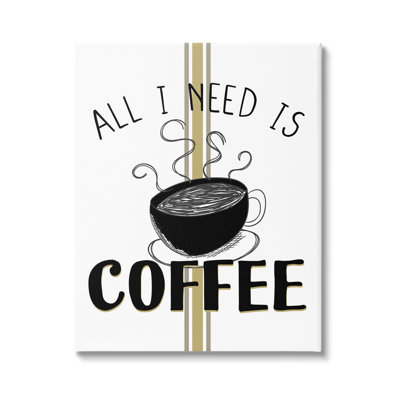 "Coffee phrase with Bistro Stripe", art mural sur toile par Kim Allen