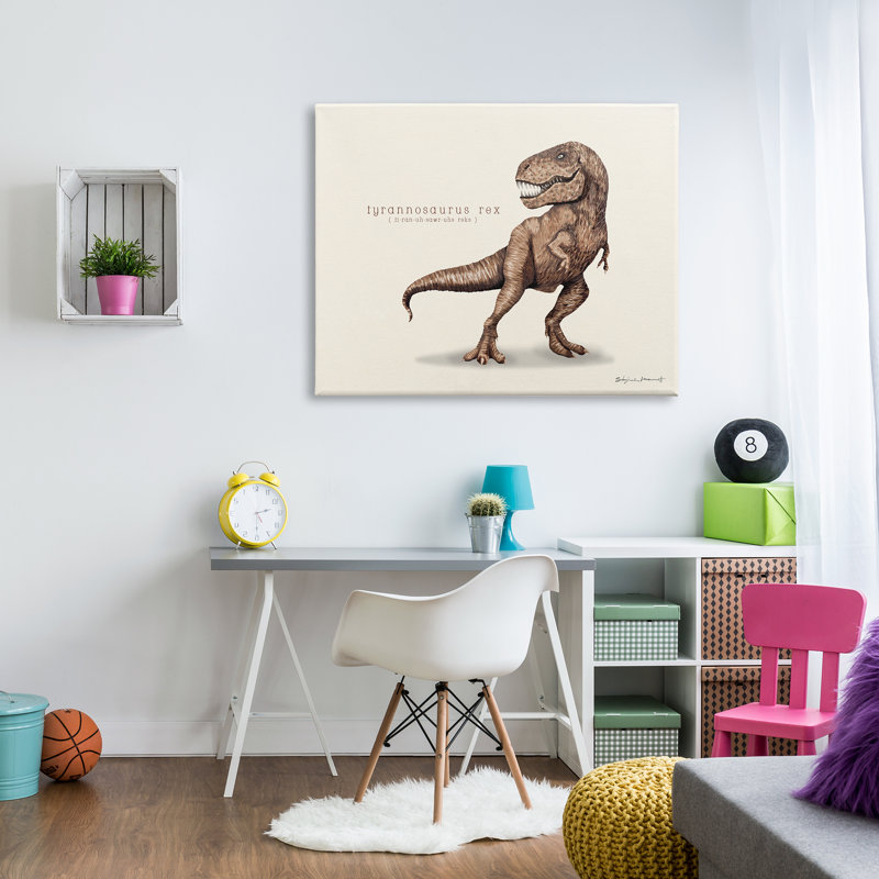 Éducatif, dinosaure T-Rex par Sally Swatland - impression, H 36 po x l 48 po x P 1,5 po, Toile tendue