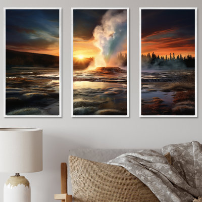 Volcanic Eruption At Sunset II - Geyser, ensemble d'art sur toile