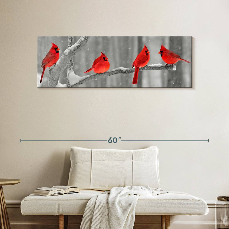 Cardinal Birds, reproduction sur toile, H 16 po x l 48 po x P 1,25 po