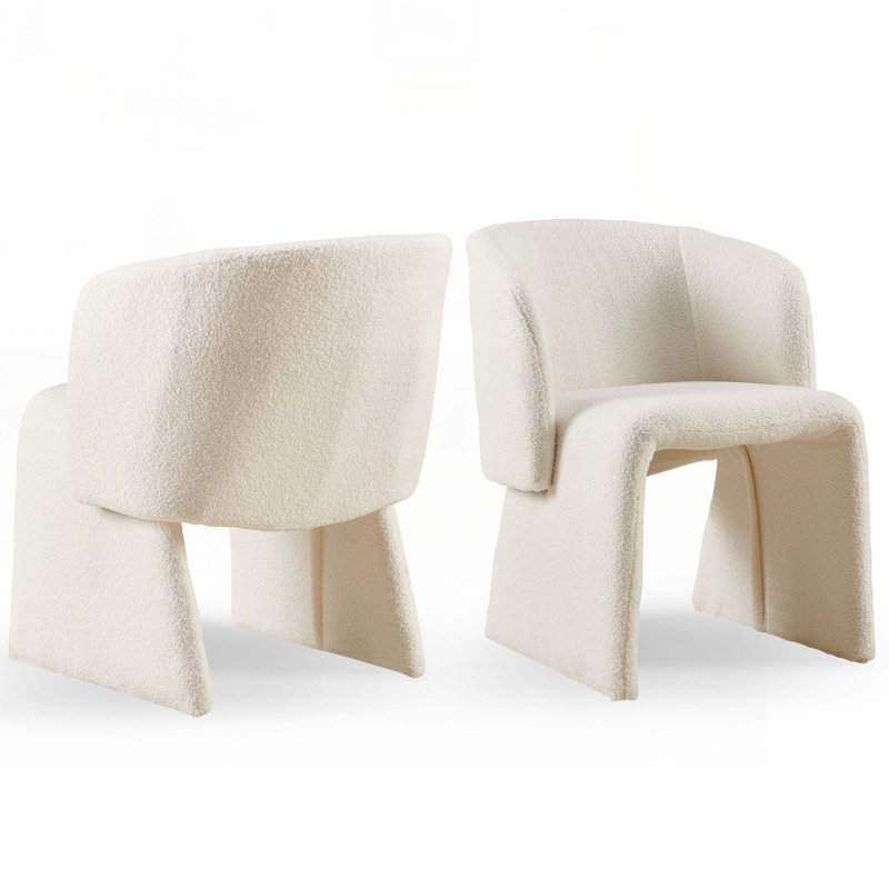 Chaise d'appoint rembourrée en tissu Teddy, Ourson blanc cassé