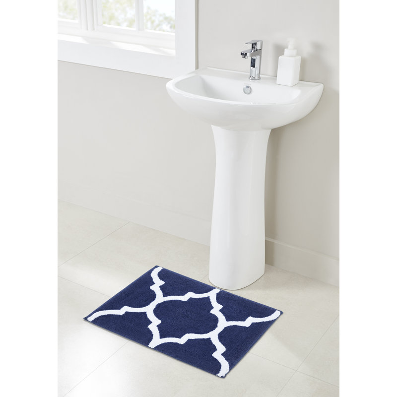 Super Soft and Highly Absorbent with Reversible Rectangle Bath Mat, Navy, 43cm W x 61cm L