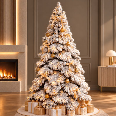 Frosted Pre-Lit Pine Christmas Tree