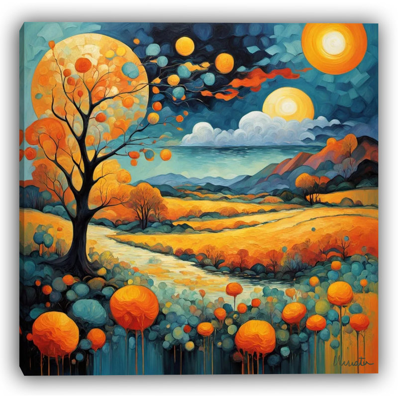 Sunlight Symphony - Vibrant Abstract Landscape, art mural sur toile, H 40 po x l 40 po