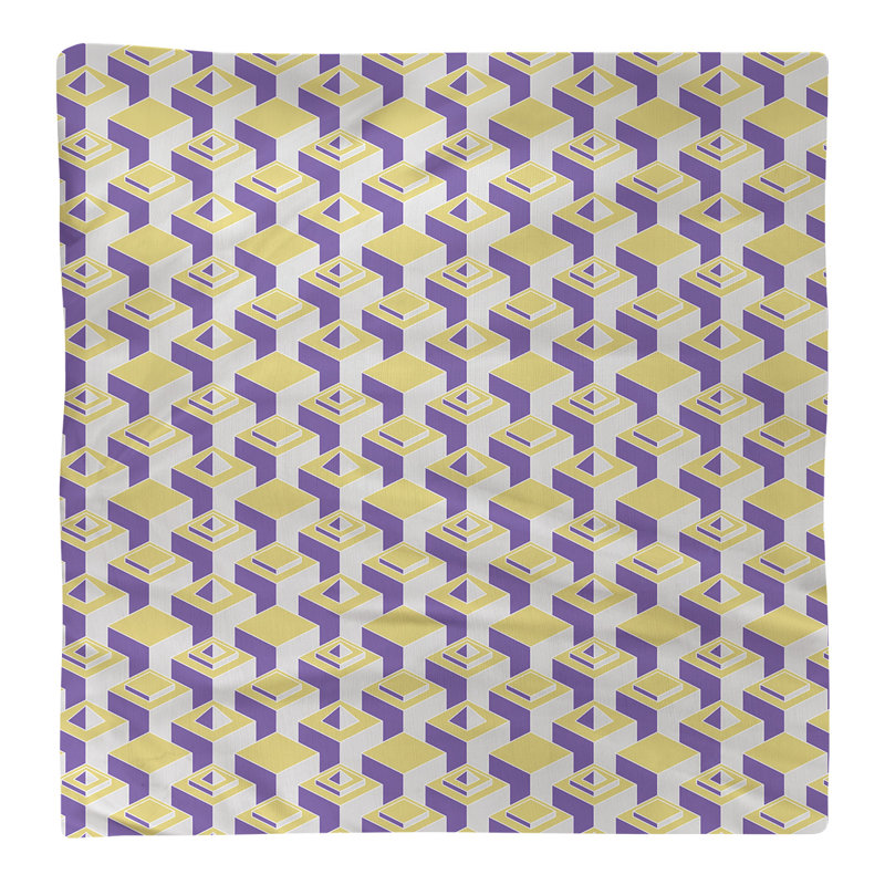 Serviette de table en coton à motif de gratte-ciels à deux couleurs, H 0,1 po x l 22 po x P 22 po, Jaune / Mauve