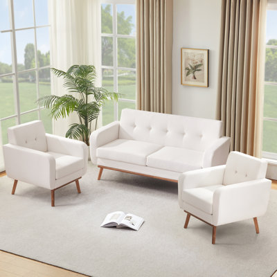 Analeah 3-Piece Tufted Polyester Loveseat and Armchair Set