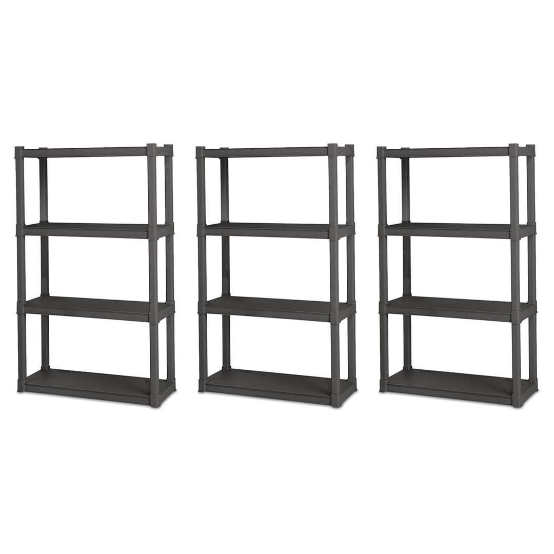 Sterilite Plastic Shelf Storage Organizing Unit with 4 Shelves (Set of 3) Sterilite