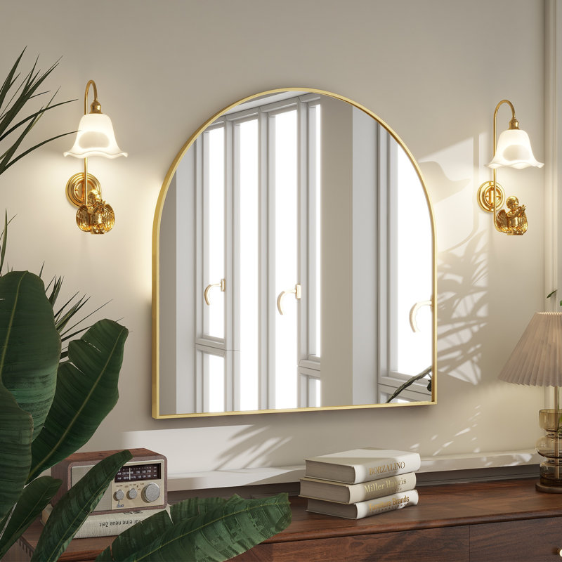 Miroir de salle de bain Yazlen Cornelia, Or, 34 po x 32 po