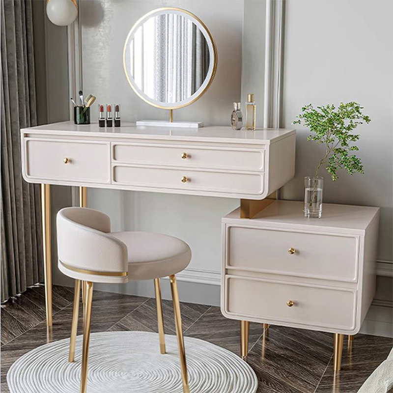 Makeup Vanity with Light mirror,5 drawers,1 chair