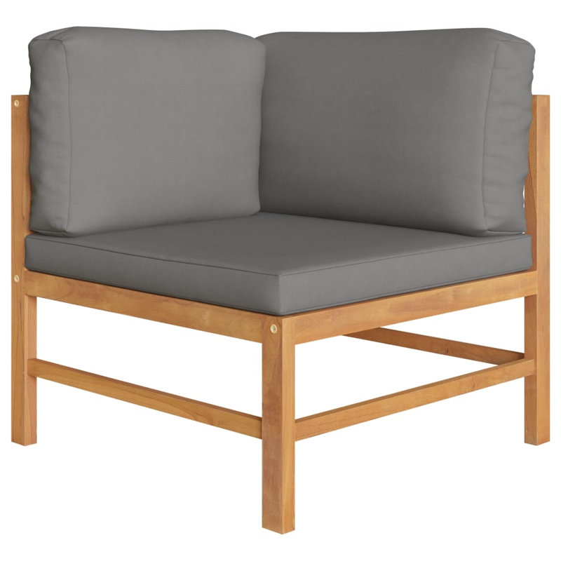 Canapé de patio carré en teck de 26 po de large avec coussins Cappe, gris